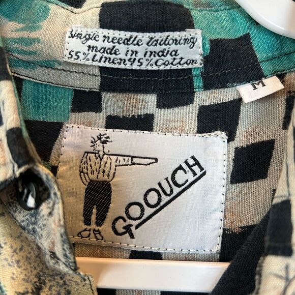 Vintage Goouch Retro Abstract Artsy Collared Short Sleeve Button Up Shirt M - Picture 4 of 7